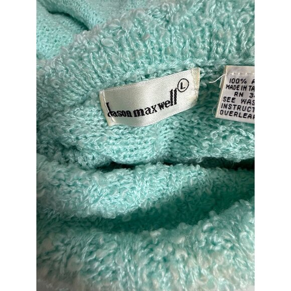 Jason Maxwell Cowl Neck Sweater Sz L VTG 80s Pastel Textured Knit Dolman Sleeve - Picture 7 of 13